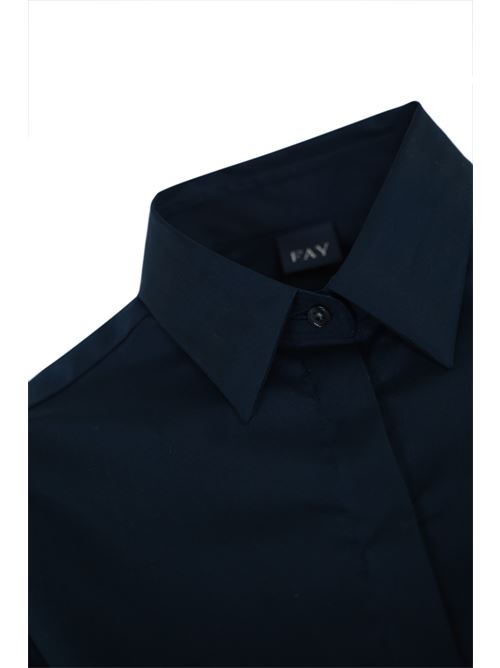Camicia in popeline con collo italiano blu FAY | NCWA148565S ORMU807